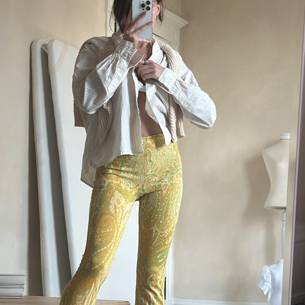 Zara Jacquard Paisley Knit Pants